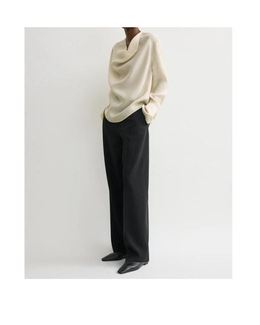Totême White Totême Draped Curved Hem Blouse