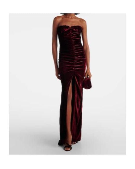 Alessandra Rich Red Bow-Knot Pleated Velvet Dress