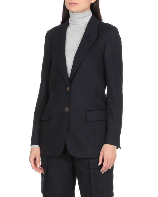 Brunello Cucinelli Blue Single-Breasted Buttoned Jacket