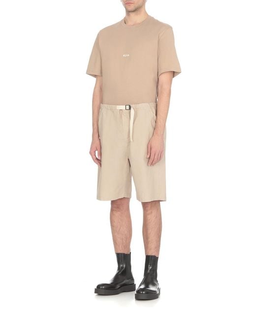 MSGM Natural Buckle-Strap Fastened Thigh-Length Shorts for men