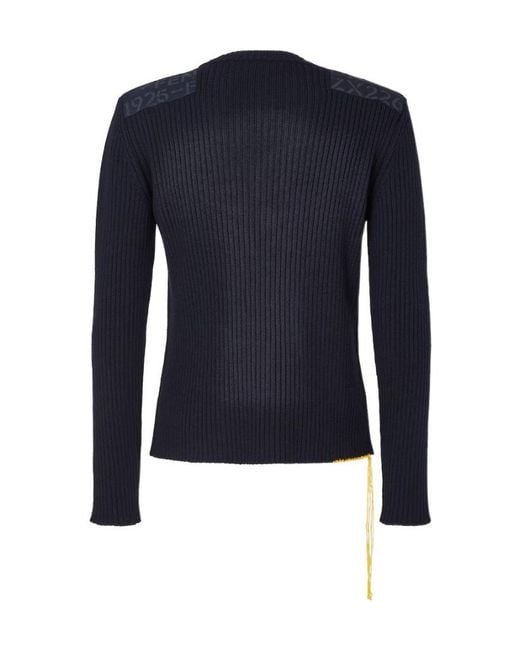 Fendi Blue Wool Ribbed Jumper for men