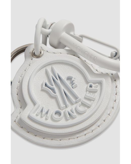 Moncler White Logo Patch Keychain