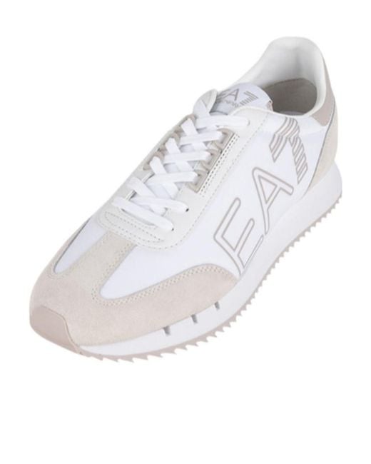 EA7 White Logo Logo Low Upper Board Shoes for men
