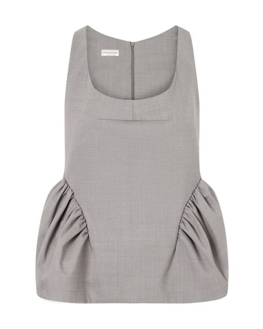 Dries Van Noten Gray Crepe Peplum Top