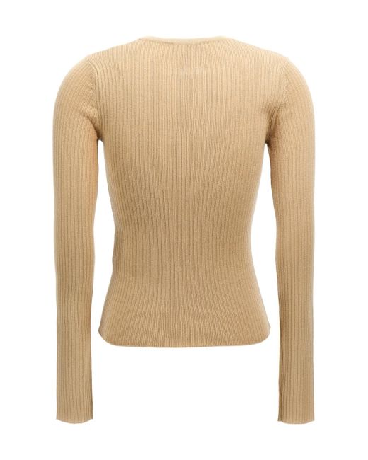 Max Mara Natural V-Neck Long-Sleeved Sweater