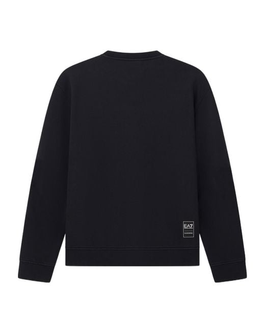 Emporio Armani Blue Logo-Patch Long-Sleeve Sweater for men
