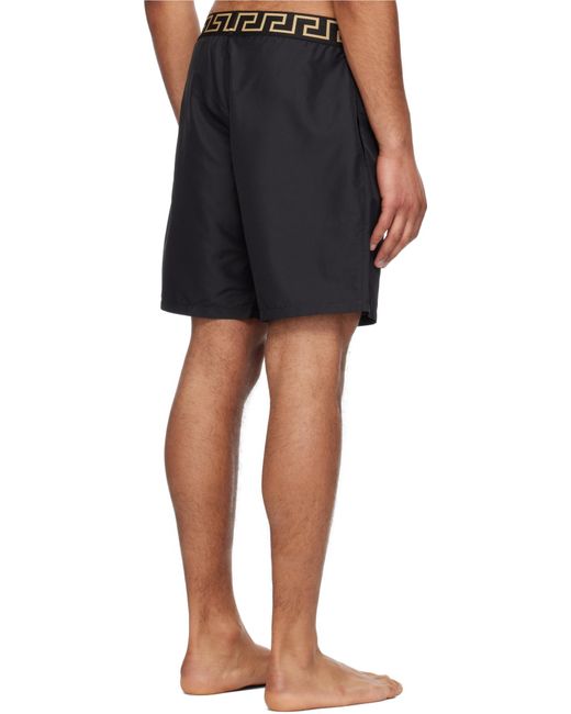 Versace Blue Logo-Waistband Swim Shorts for men