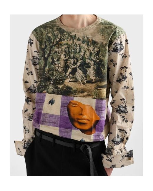 Prada Gray Printed Cotton Shirt for men