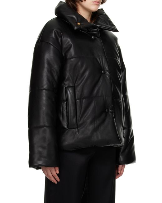 Nanushka Black Hide High-Neck Puffer Jacket