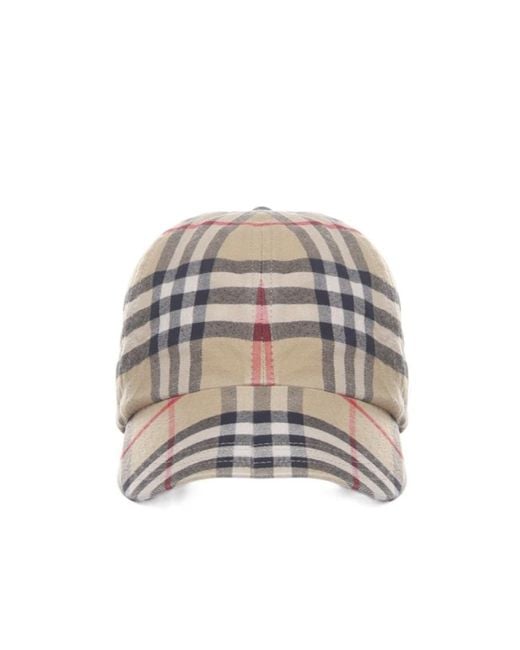 Burberry White Checked Curved-Peak Baseball Cap for men