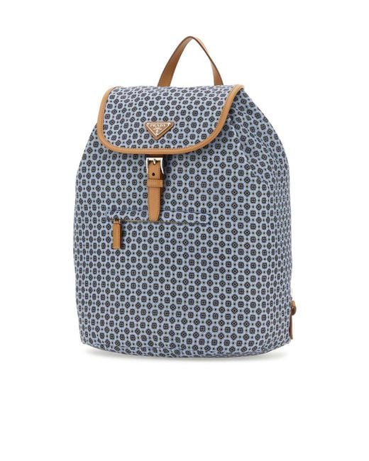 Prada Blue Logo Backpack for men
