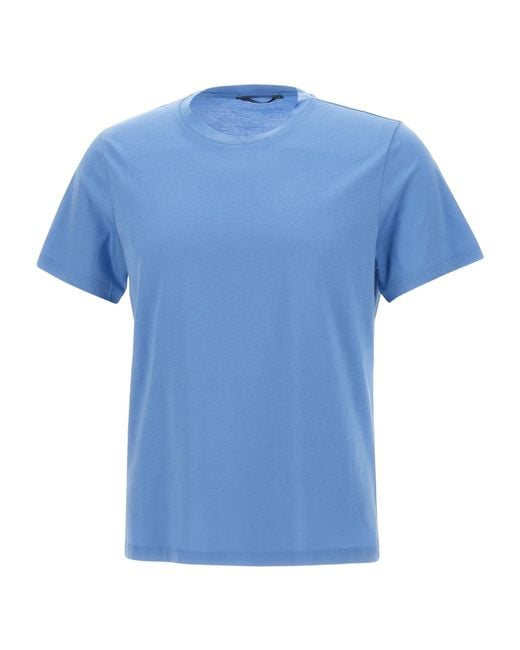Kangra Cashmere Blue Kangra Crew Neck Short Sleeve T-Shirt for men
