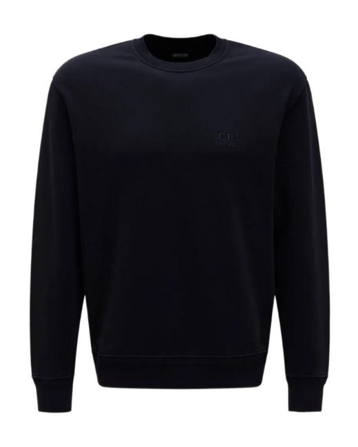 C P Company Blue Logo Embroidered Crewneck Sweatshirt for men