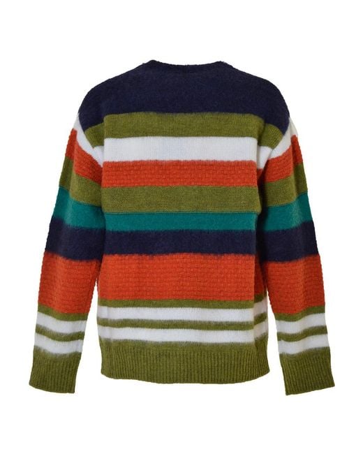 DSquared² Green Striped Crew-Neck Jumper for men