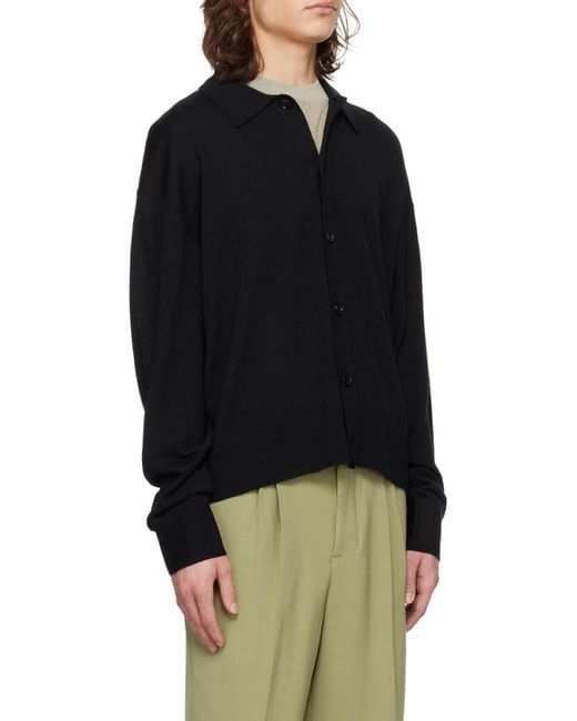 AMI Black Long-Sleeved Button-Up Cardigan for men