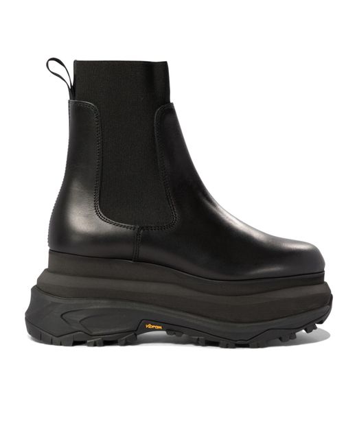 Sacai Black Chelsea Leather Ankle Boots