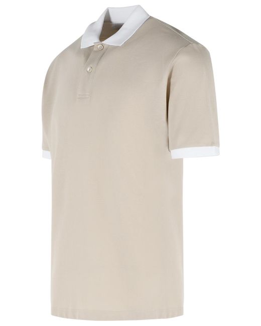Eleventy White Contrast-Collar Polo Shirt for men