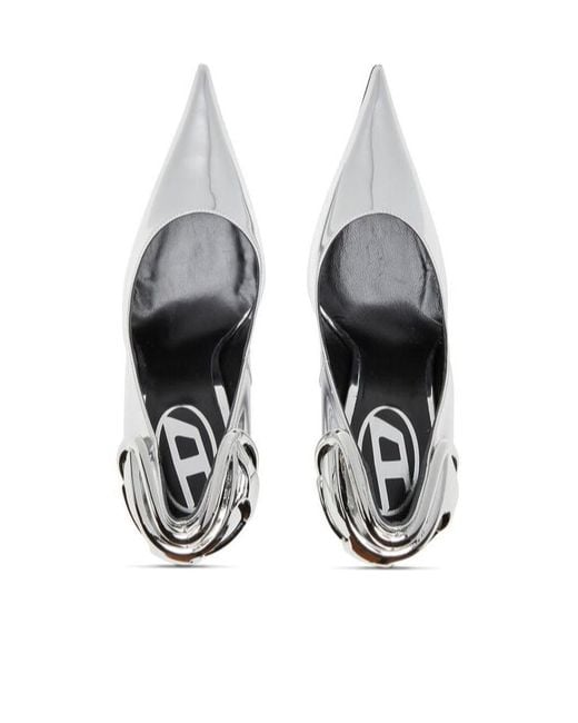 DIESEL White D-Ten Half-Metallic Pumps