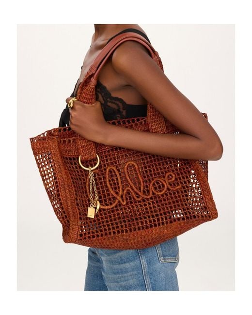 Chloé Red Chloé Summer Banana East-West Tote Bag