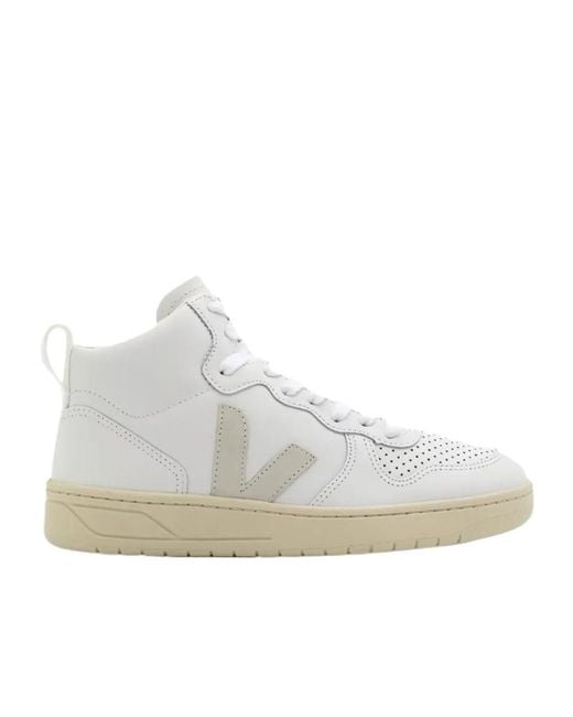 Veja White V-15 Panelled Sneakers