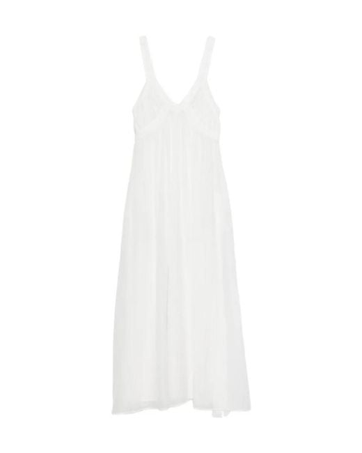 Seventy White V-Neck Midi Dress