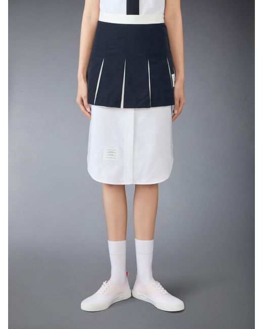 Thom Browne Blue Pleated Ripstop Miniskirt