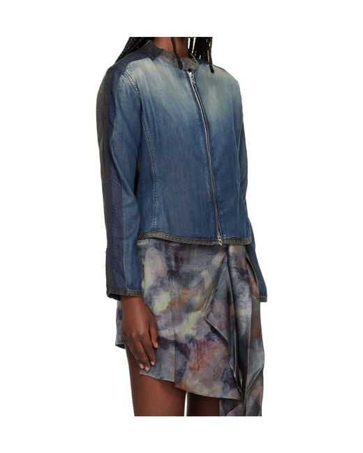 DIESEL Blue Snap-Button Collar Two-Way Zip Closure