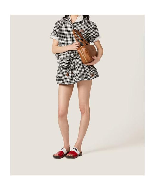 Miu Miu Black Checked Mini Skirt