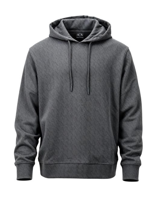ARMANI EXCHANGE Gray Drawstring Hooded Sweatshirt for men