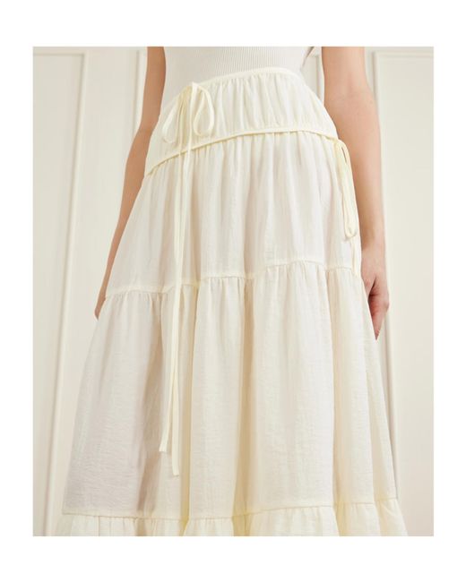 Co. White Gathered Bubble Maxi Skirt