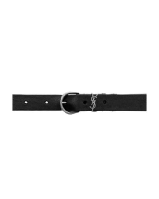 Saint Laurent White Croissant De Lune Buckled Thin Belt for men