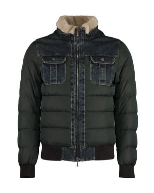 Moorer Gray Horst Denim-Trim Bomber Down Jacket for men