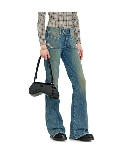 DIESEL Blue Bootcut Jeans Low-Waist D-Hush
