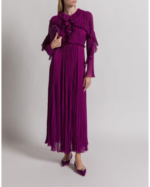 Alberta Ferretti Purple Silk Creponne Evening Dress
