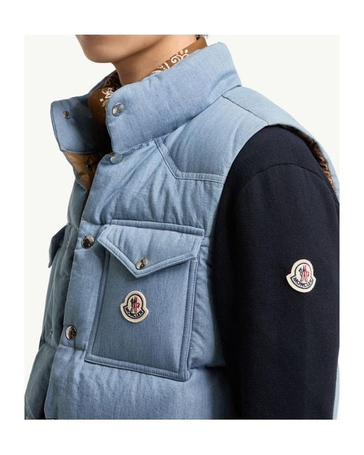 Moncler Blue Ervional Denim Down Vest for men