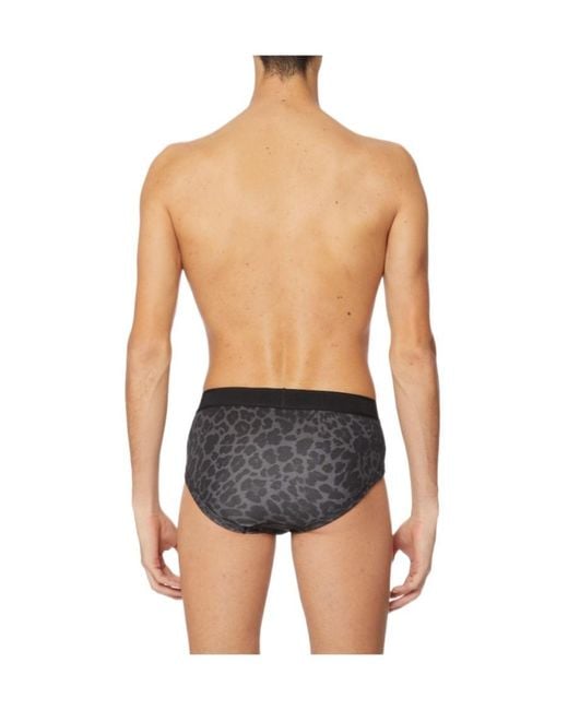 Tom Ford Blue Logo Band Leopard Print Stretch Briefs for men