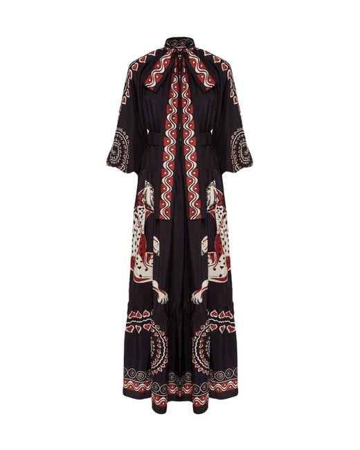 LaDoubleJ Black Athena Animal-Print Silk Dress