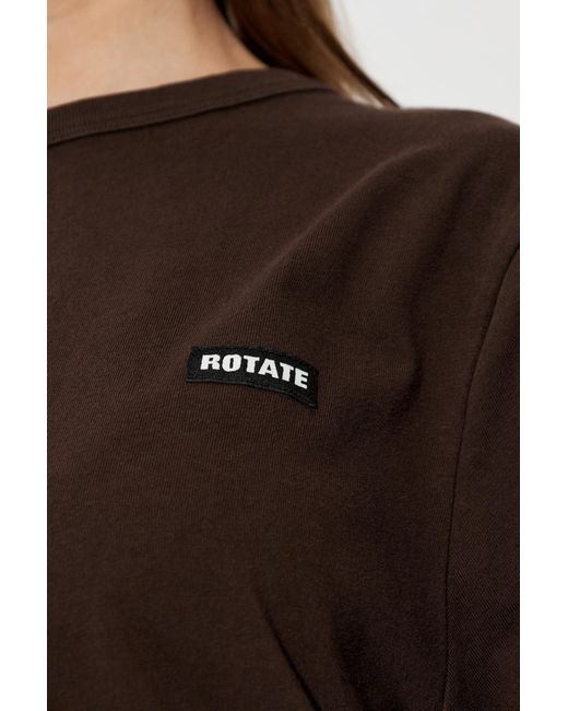ROTATE BIRGER CHRISTENSEN Brown Peplum T-Shirt