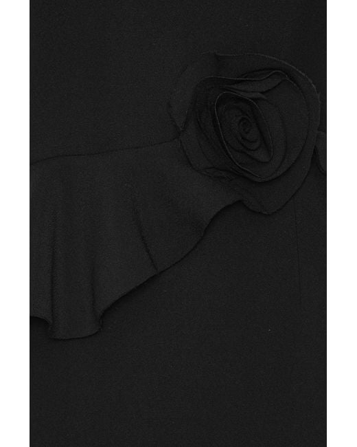 ROTATE BIRGER CHRISTENSEN Black Long Flower Strapless Dress