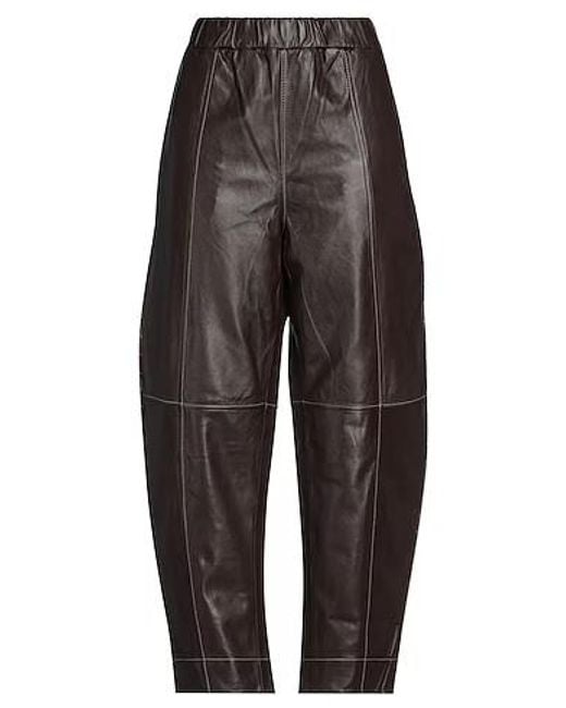 Ganni Gray Solid Color Leather Pants