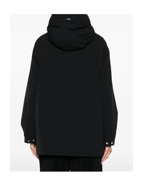 Herno Black Belted Drawstring Coat