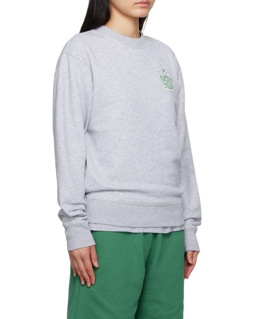 Maison Kitsuné Blue Logo-Print Long-Sleeved Cotton Sweatshirt for men