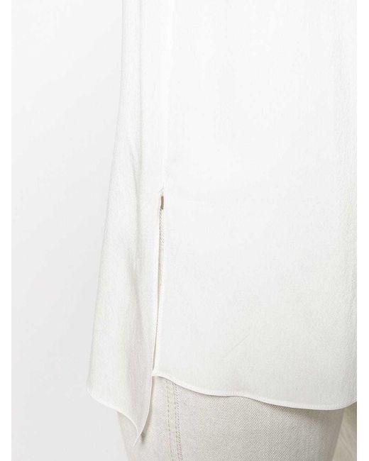 Brunello Cucinelli White Sleeveless Flared Blouse
