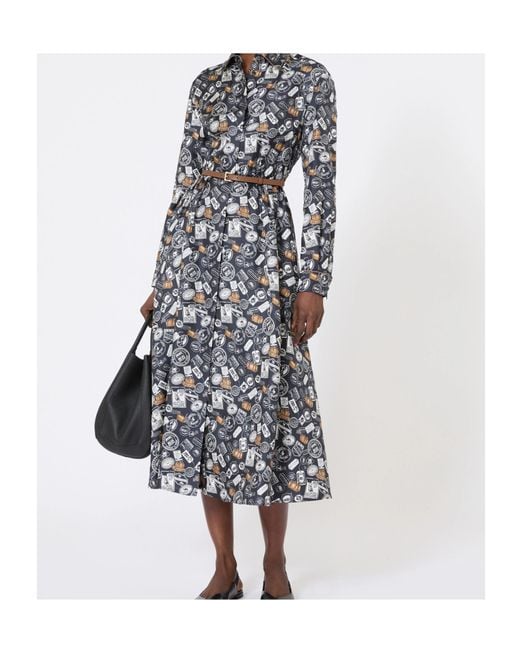 Max Mara Gray Printed Shirt Dress