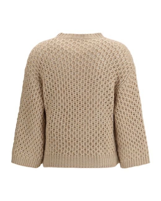 Fabiana Filippi Natural Open Knit Crewneck Jumper
