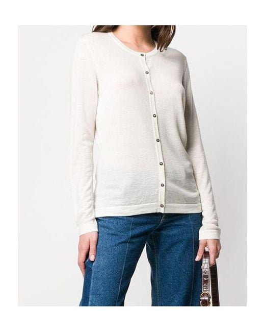 Lela Rose White Button Fitted Cardigan