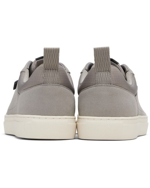 Boss Gray Round Toe Low-Top Sneakers for men