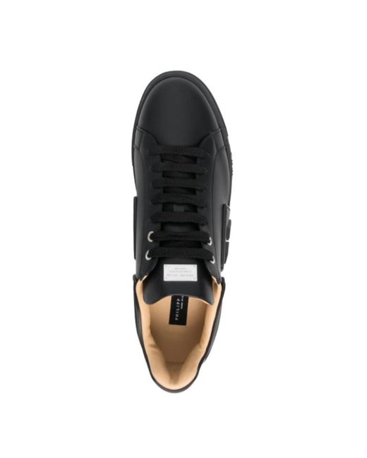 Philipp Plein Black Phantom Hexagon Lo-Top Sneakers for men