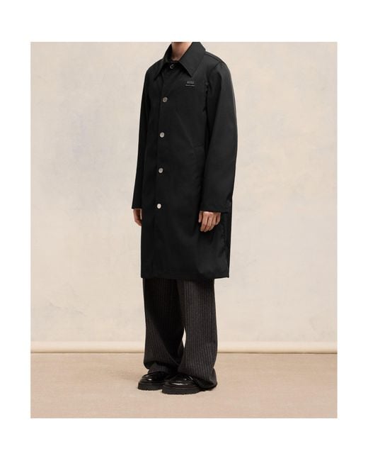 AMI Black Technical Twill Raincoat for men