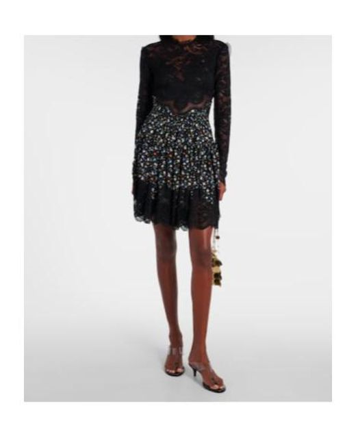 Rabanne Black Floral Lace Minidress